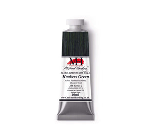 Michael Harding Hookers Green oil paint tube, 40ml, part of Cooks Yard Whitechapel Selection, vibrant and rich color.