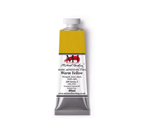Michael Harding Warm Yellow oil paint tube, 40ml, part of the Cooks Yard Whitechapel Selection, vibrant and pigment-rich.