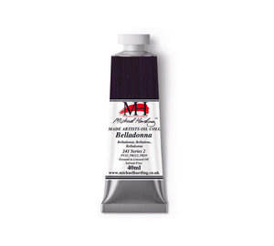 Michael Harding Belladonna oil paint tube, 40ml, featuring deep purple color, part of Cooks Yard Whitechapel Selection.