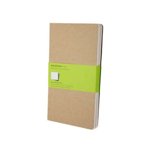 Moleskine Cahier Large Plain Journal - Kraft Brown, Set of 3 in kraft brown cover with visible stitching and detachable sheets.