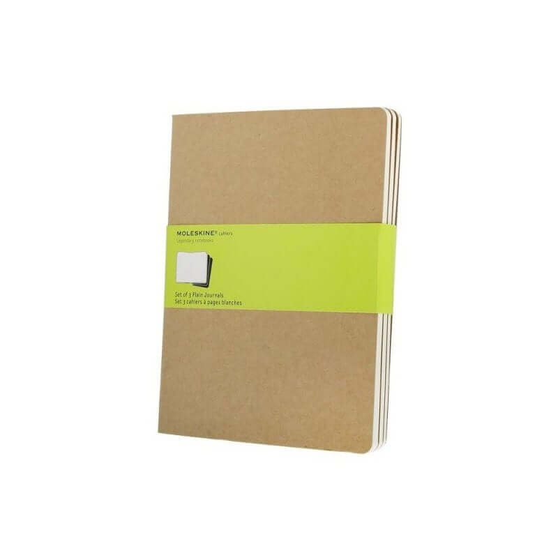 Moleskine Cahier Extra Large Plain Journal - Kraft Brown, Set of 3