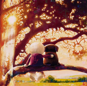 Moments Like These by Doug Hyde artwork featuring friendship under a glowing sunrise, limited edition signed print.