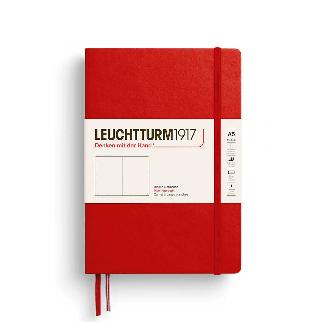 Leuchtturm1917 Notebook A5 Hardcover – 2026 Colours, Plain / Dotted / Lined / Squared, high-quality red notebook