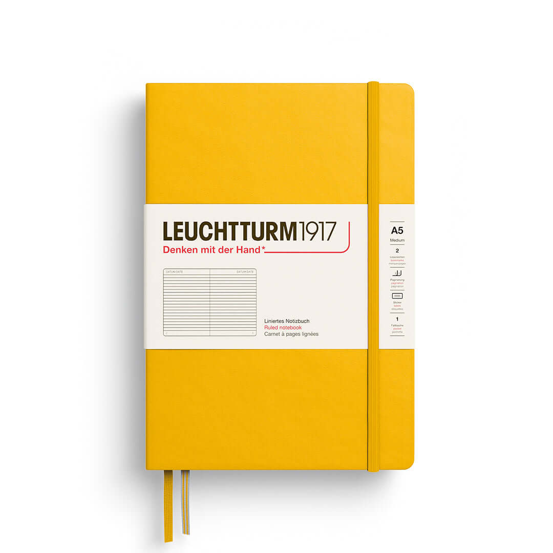 Leuchtturm1917 Notebook A5 Hardcover – 2026 Colours, Plain / Dotted / Lined / Squared, yellow cover, ideal for journaling and planning.
