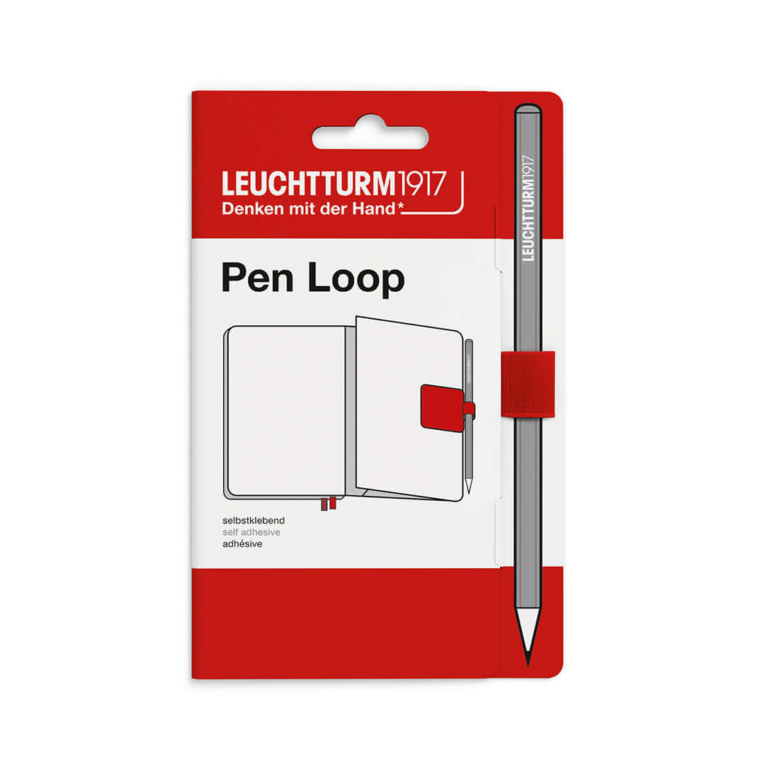 Leuchtturm1917 Pen Loop – 2026 Colours, self-adhesive, perfect for notebooks, available in Sunflower, Cherry, Pumpkin, Indigo.