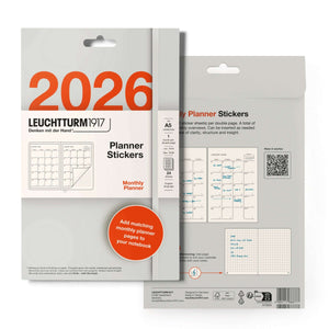Leuchtturm 2026 Planner Stickers - Monthly Set for A5 Notebooks, English. Enhance organization with adhesive monthly labels.