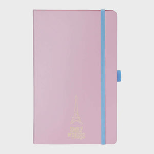 Sheaffer Emily in Paris Medium Notebook – Pink (90gsm, Ink Friendly, Eiffel Emboss) with Eiffel Tower cover detail
