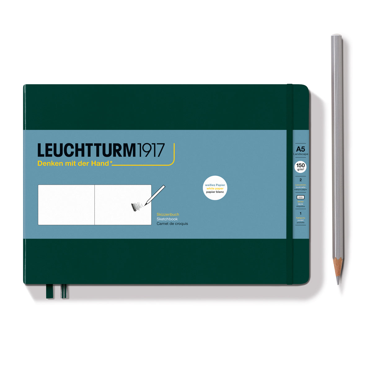 Leuchtturm1917 Artist Sketchbooks – 150gsm Paper with pencil, ideal for sketches, drawings, and artwork using various mediums.