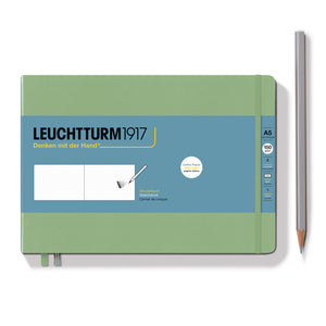Leuchtturm1917 Artist Sketchbooks – 150gsm Paper with pencil, green cover, A5 size, ideal for various art mediums.