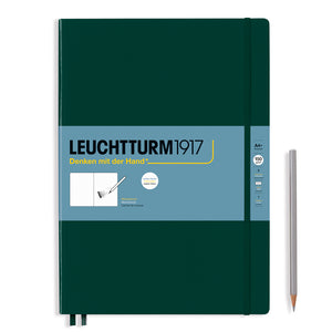 Leuchtturm1917 Artist Sketchbooks – 150gsm Paper, green cover with pencil, 112 pages of pure white, acid-free paper for drawing.