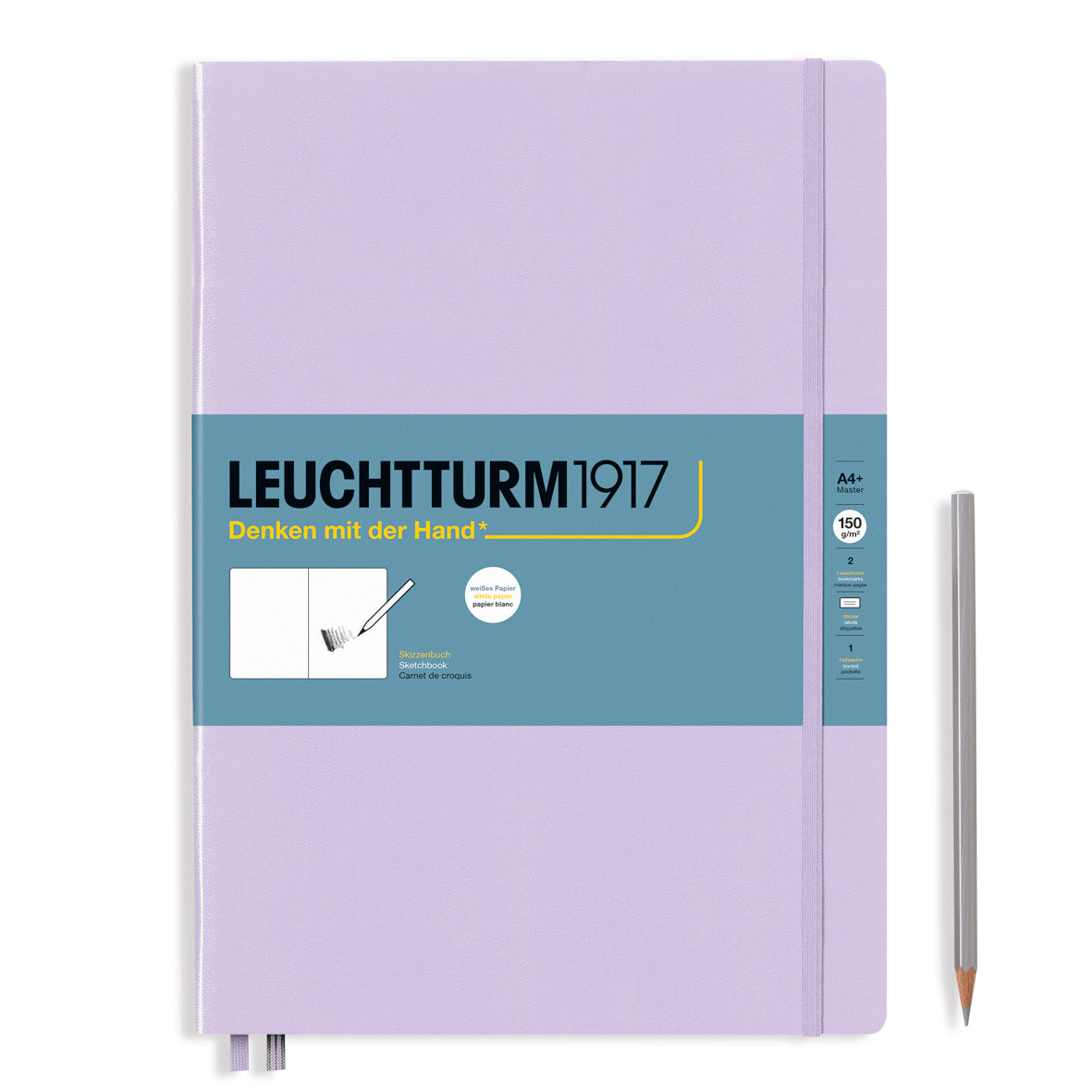 Leuchtturm1917 Artist Sketchbooks – 150gsm Paper with pencil, featuring acid-free pure white paper for sketching, suitable for various media.
