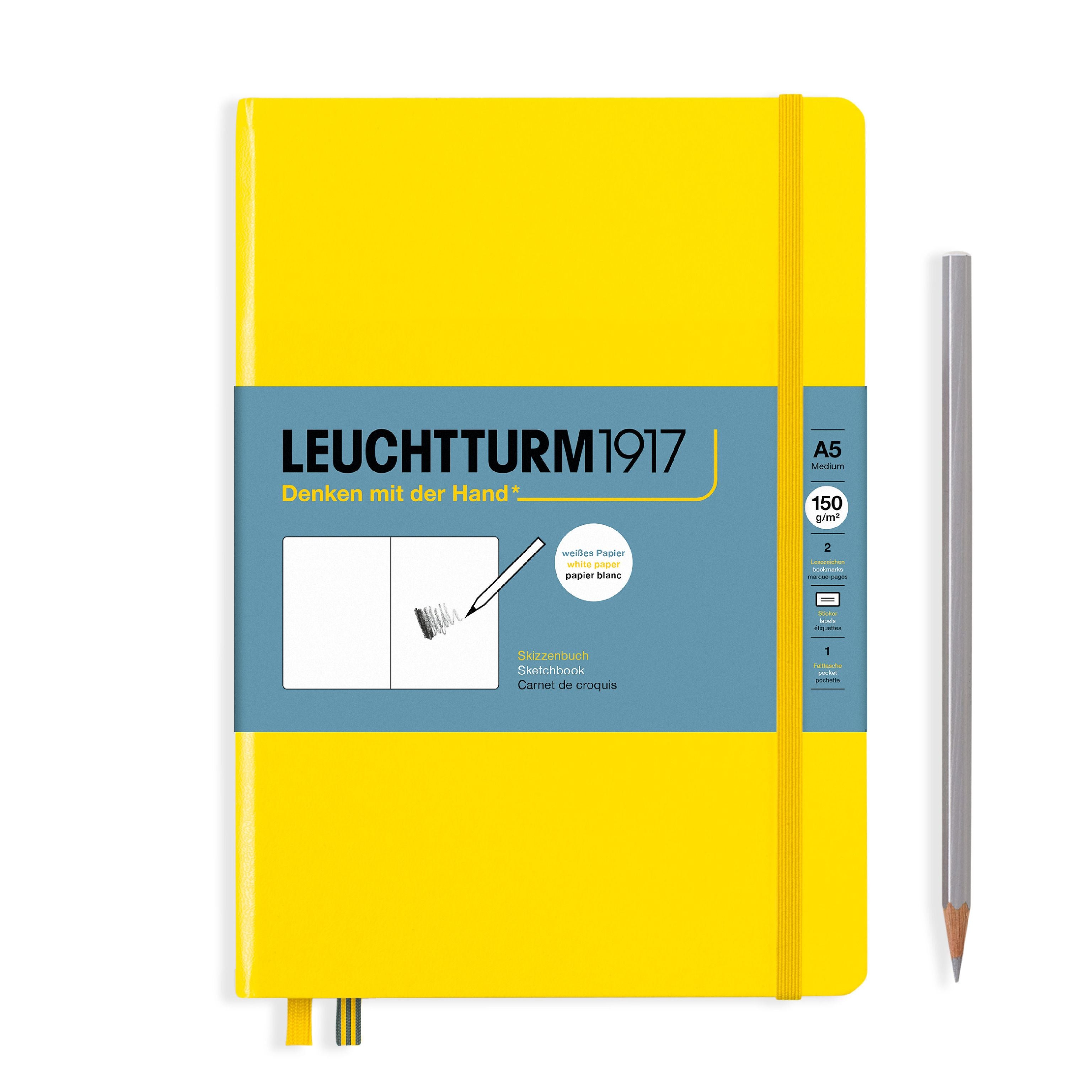 Leuchtturm1917 Artist Sketchbooks – 150gsm Paper in yellow cover, ideal for various art mediums such as pencil and ink, 112 pages.