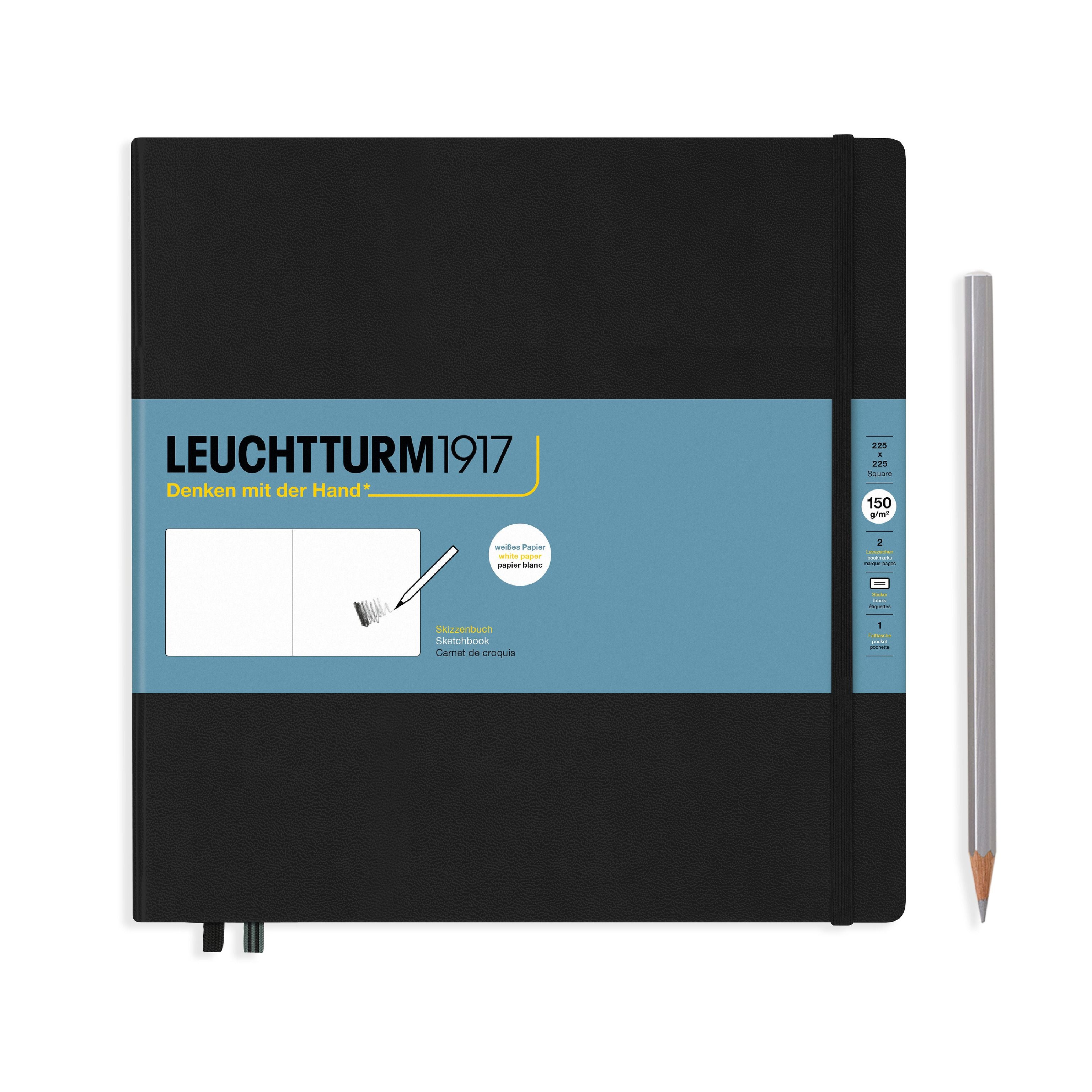 Leuchtturm1917 Artist Sketchbooks – 150gsm Paper with pencil. Ideal for diverse media including ink, marker, charcoal. 112 acid-free pages.
