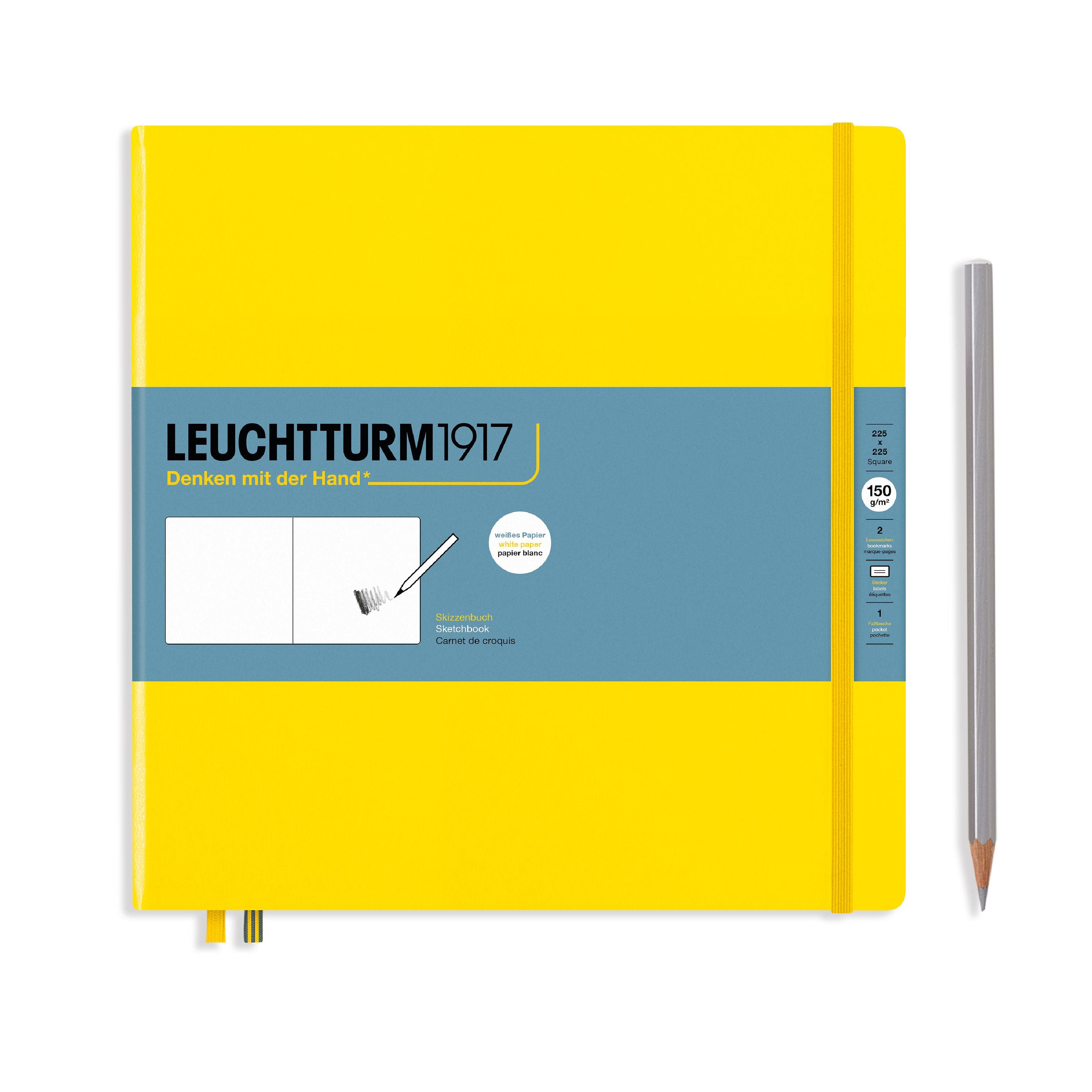 Leuchtturm1917 Artist Sketchbooks – 150gsm Paper with yellow cover and pencil next to it