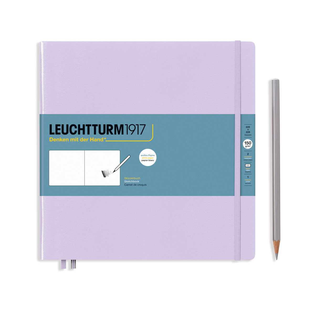 Leuchtturm1917 Artist Sketchbooks – 150gsm Paper with pencil, showcasing pure white acid-free pages ideal for sketching and drawing.