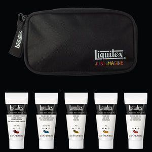 Liquitex Retro Luxe Heavy Body Acrylic Set – set contents with zip pouch