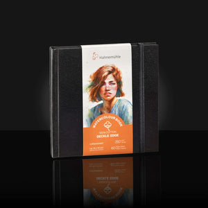 Hahnemühle Watercolour Book Deckle Edge with 250gsm cotton paper, featuring a stylish cover and hand-torn edges.