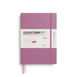 Leuchtturm1917 Week Planner B5 2026 in hardcover purple, showcasing its elegant design and practical layout for efficient planning.