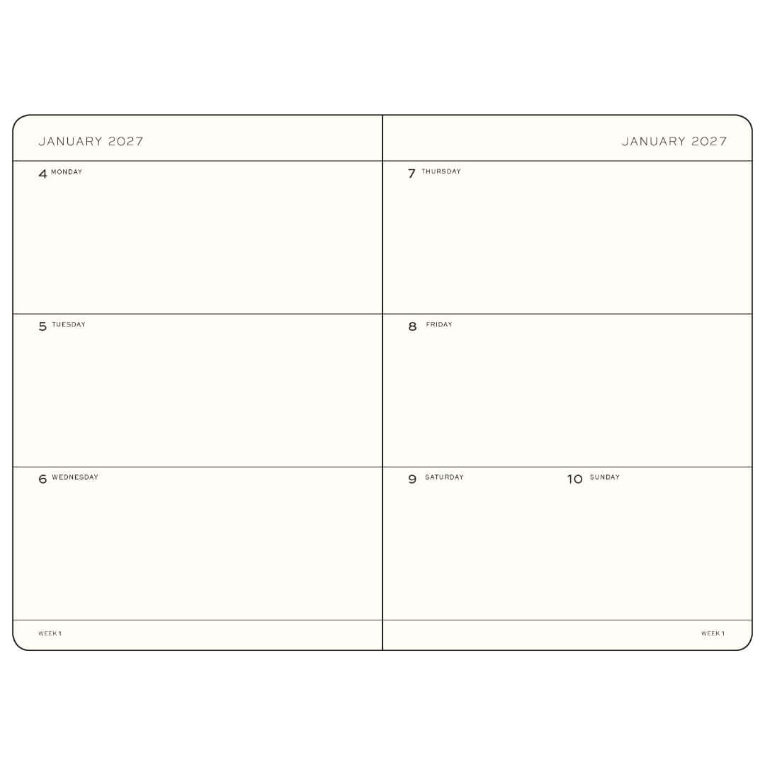 Leuchtturm1917 Weekly Planner 2027 A6 Pocket - week-to-view layout