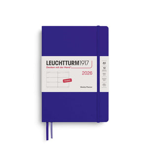 Leuchtturm Weekly Planner 2026 in Medium A5 hardcover with classic design and practical features for organization.