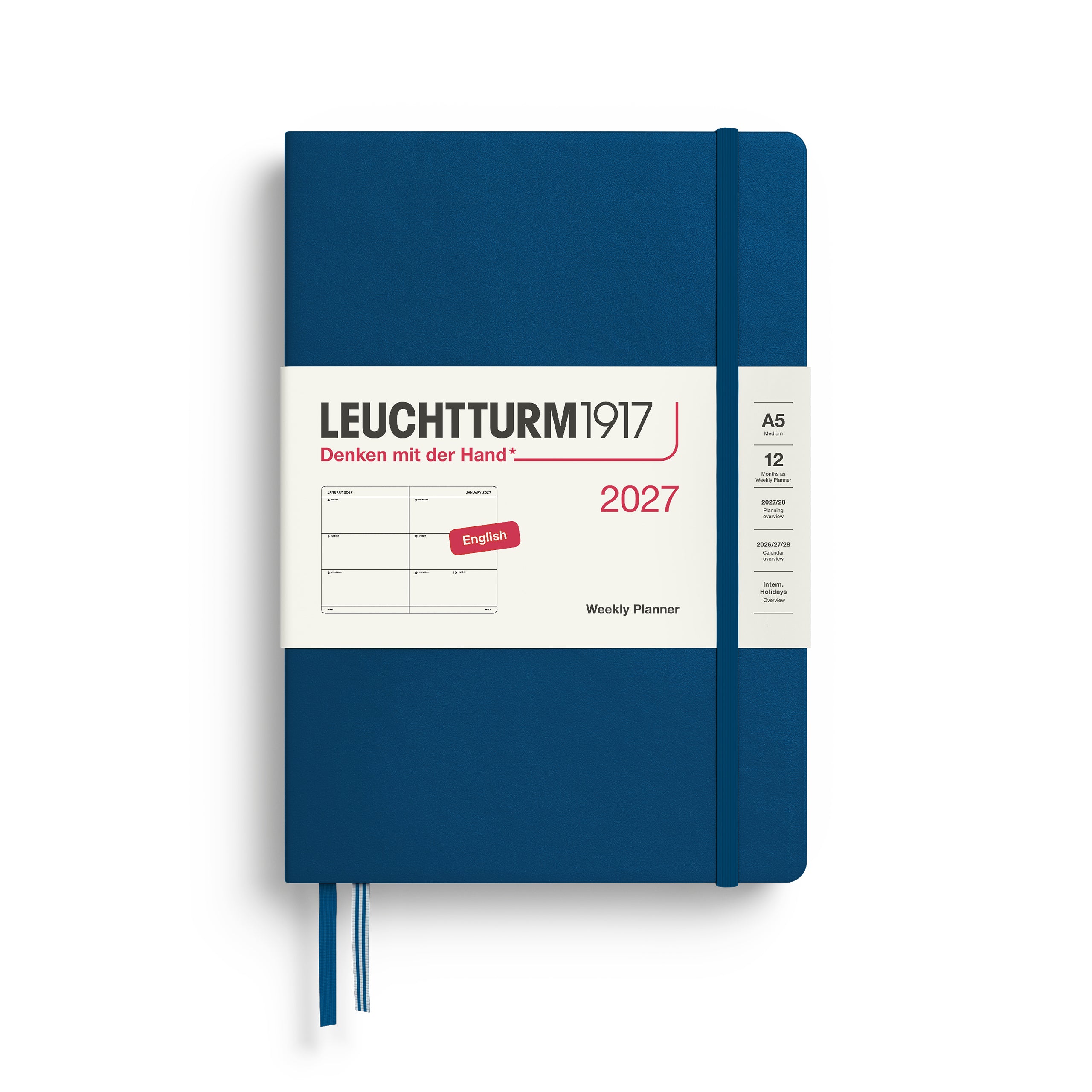 Leuchtturm1917 Weekly Planner 2027 - A5 Medium Hardcover - Indigo