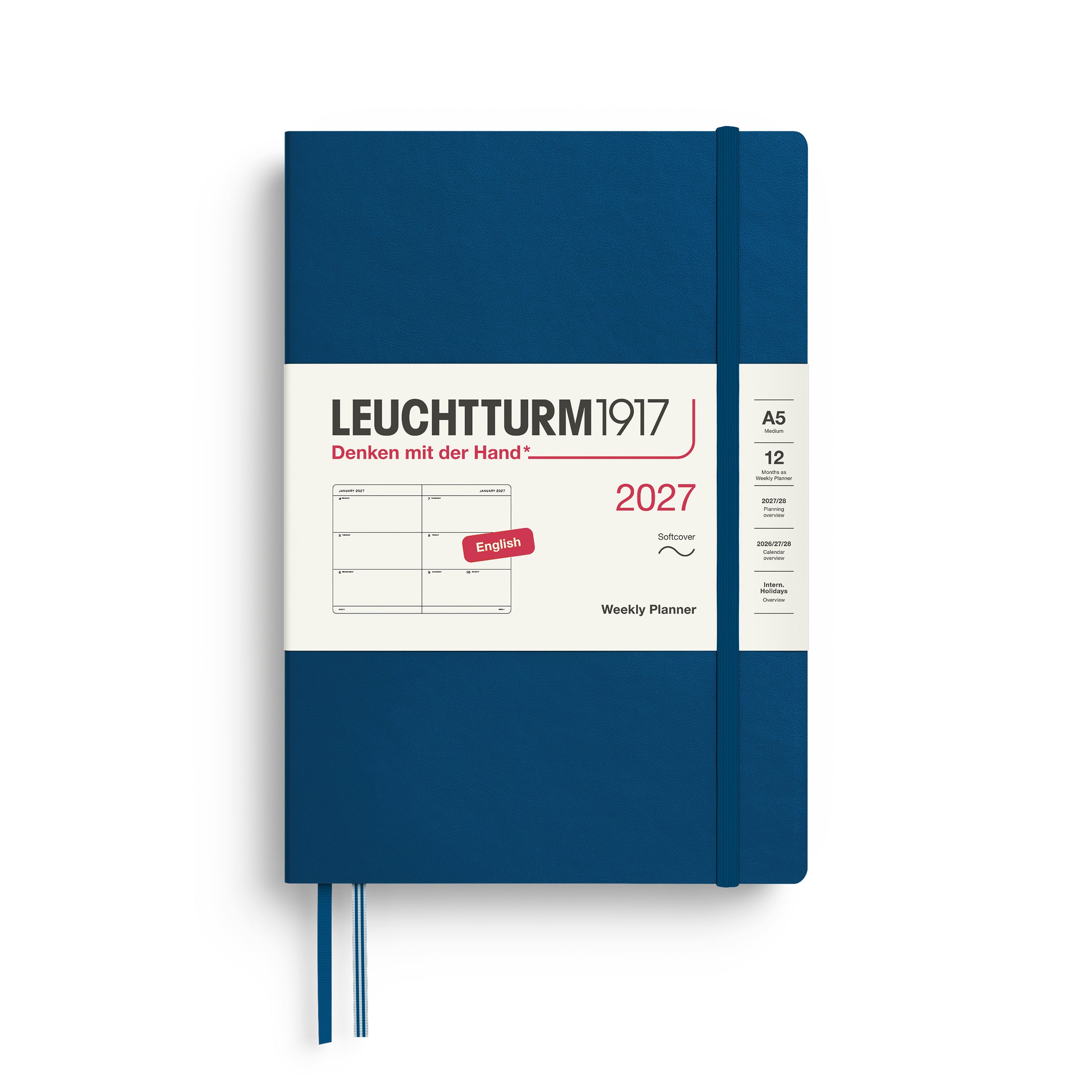 Leuchtturm1917 Weekly Planner 2027 - A5 Medium Softcover - Indigo
