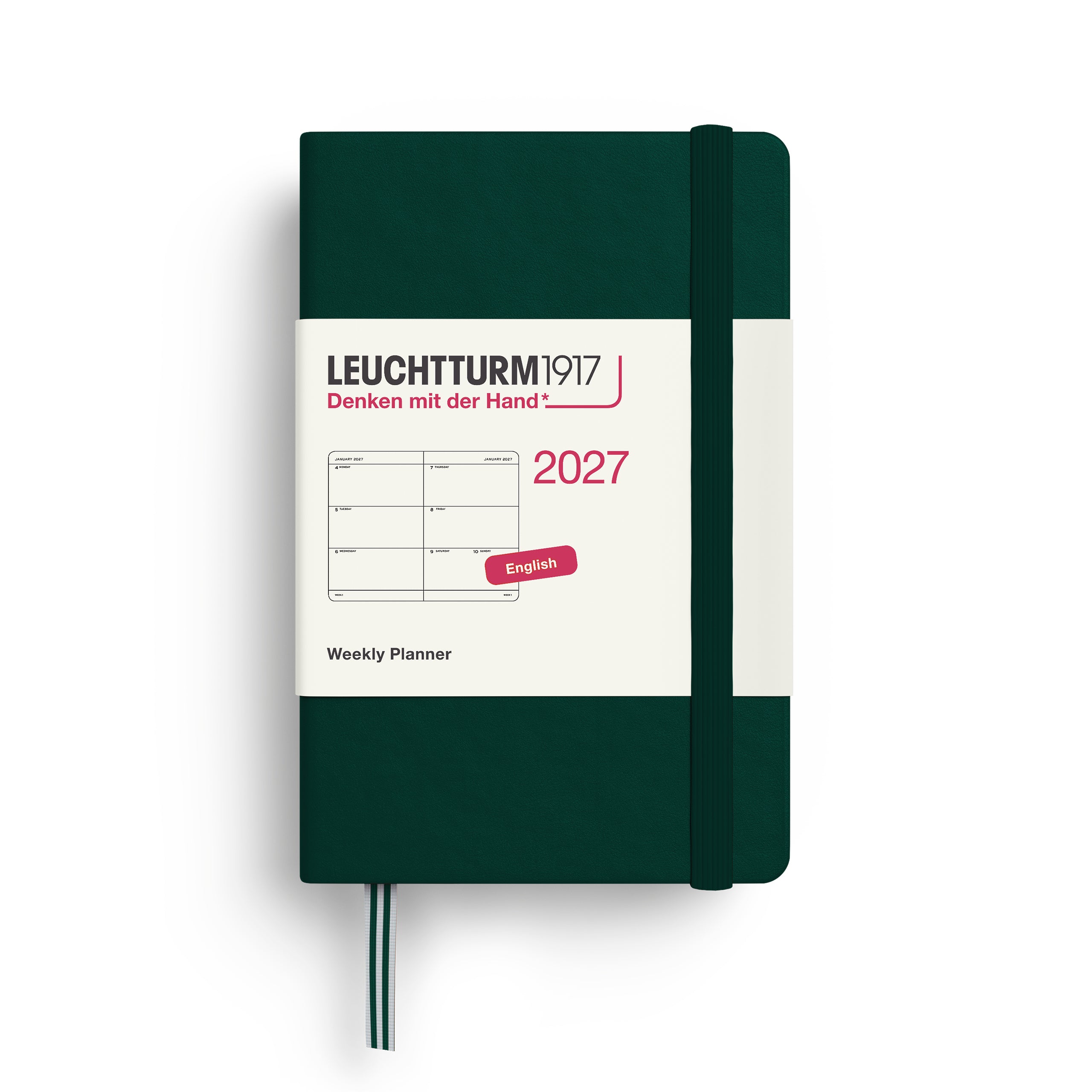 Leuchtturm1917 Weekly Planner 2027 - A7 Mini Hardcover - Forest Green