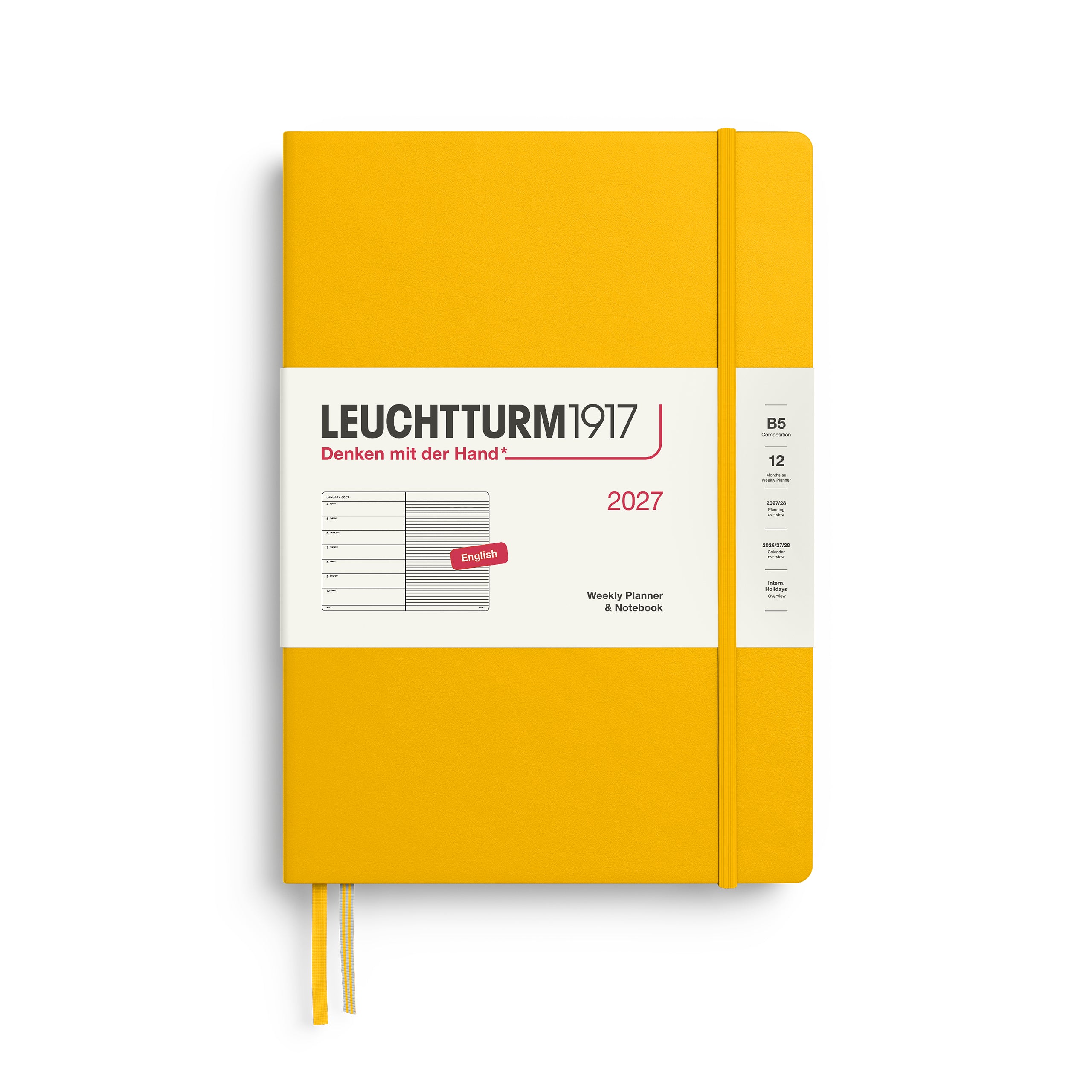 Leuchtturm1917 Weekly Planner & Notebook 2027 - B5 Composition Hardcover - Sunflower