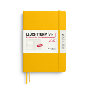 Leuchtturm1917 Weekly Planner & Notebook 2027 - A5 Medium Hardcover, Dotted - Sunflower