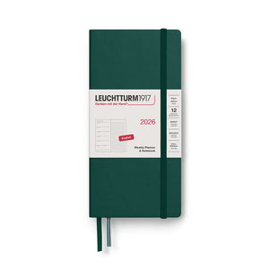 Leuchtturm1917 Wallet Notebook B6+ × A6 Hardcover in green, 90 × 190 mm, ideal for notes and lists, featuring classic durable design.