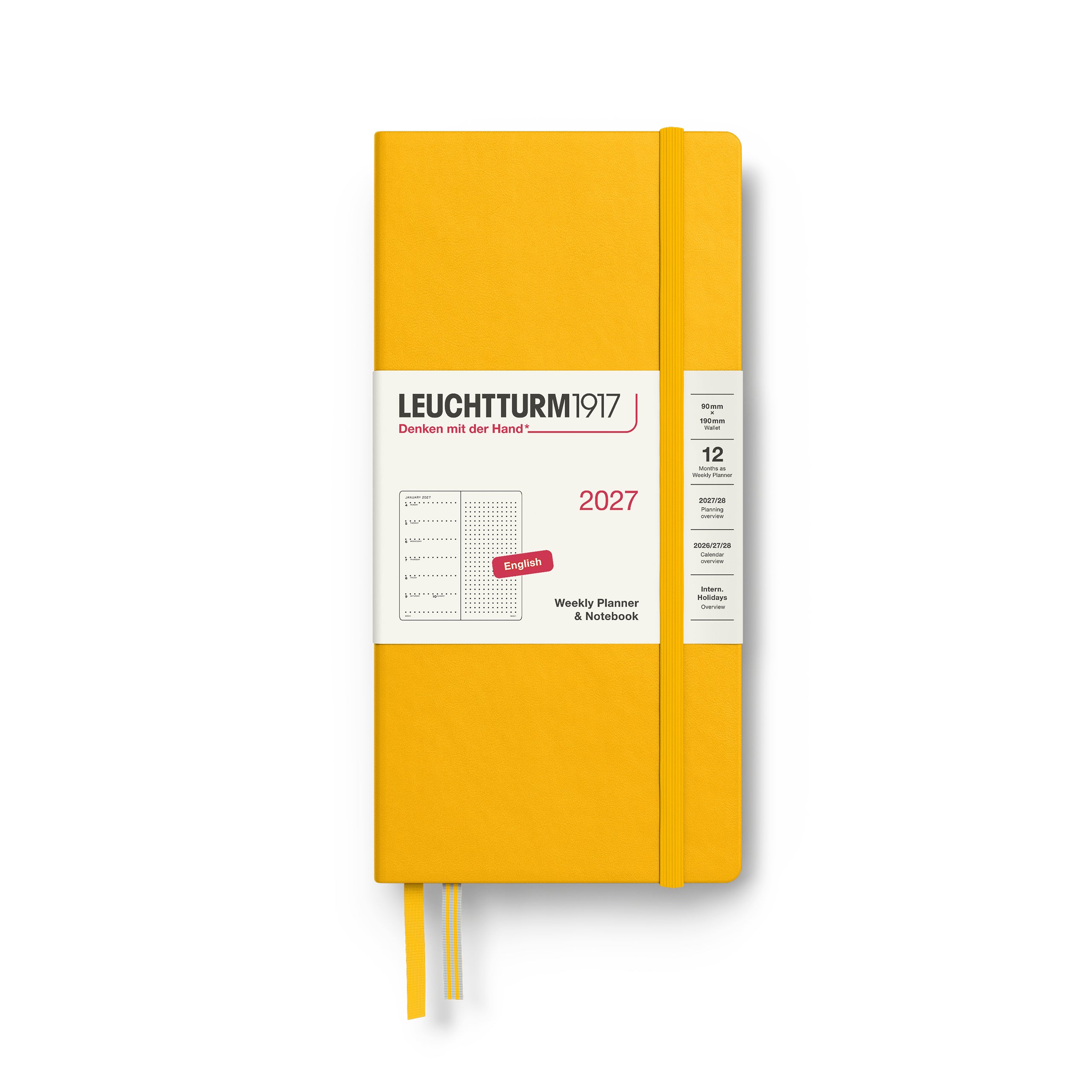 Leuchtturm1917 Weekly Planner & Notebook 2027 - Wallet (B6+ x A6) Hardcover, Dotted - Sunflower