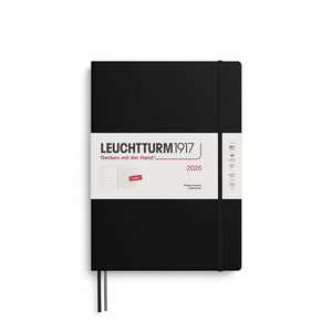 Leuchtturm 2026 Weekly Planner & Notebook, Master A4+ Hardcover, black, for scheduling and notes, January to December 2026.