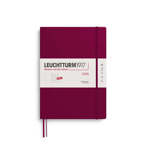 Leuchtturm Weekly Planner & Notebook 2026, A4+ Hardcover, Master format, red cover, ideal for weekly planning and notes.