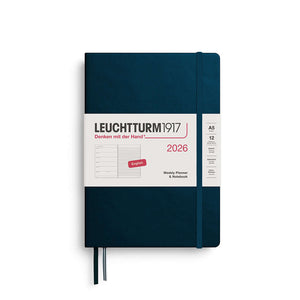 Leuchtturm 2026 Weekly Planner & Notebook A5 Hardcover in Navy Blue