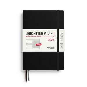 Leuchtturm1917 Weekly Planner & Notebook 2027 - A5 Medium Hardcover - Black