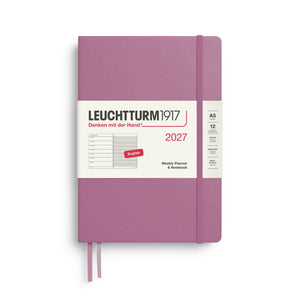Leuchtturm1917 Weekly Planner & Notebook 2027 - A5 Medium Hardcover - Dusty Rose