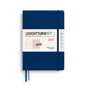 Leuchtturm1917 Weekly Planner & Notebook 2027 - A5 Medium Hardcover - Navy