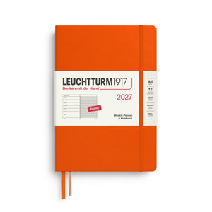 Leuchtturm1917 Weekly Planner & Notebook 2027 - A5 Medium Hardcover - Pumpkin