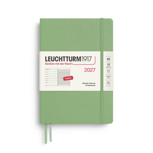 Leuchtturm1917 Weekly Planner & Notebook 2027 - A5 Medium Hardcover - Sage