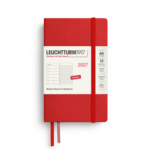 Leuchtturm1917 Weekly Planner & Notebook 2027 - A6 Pocket Hardcover - Cherry