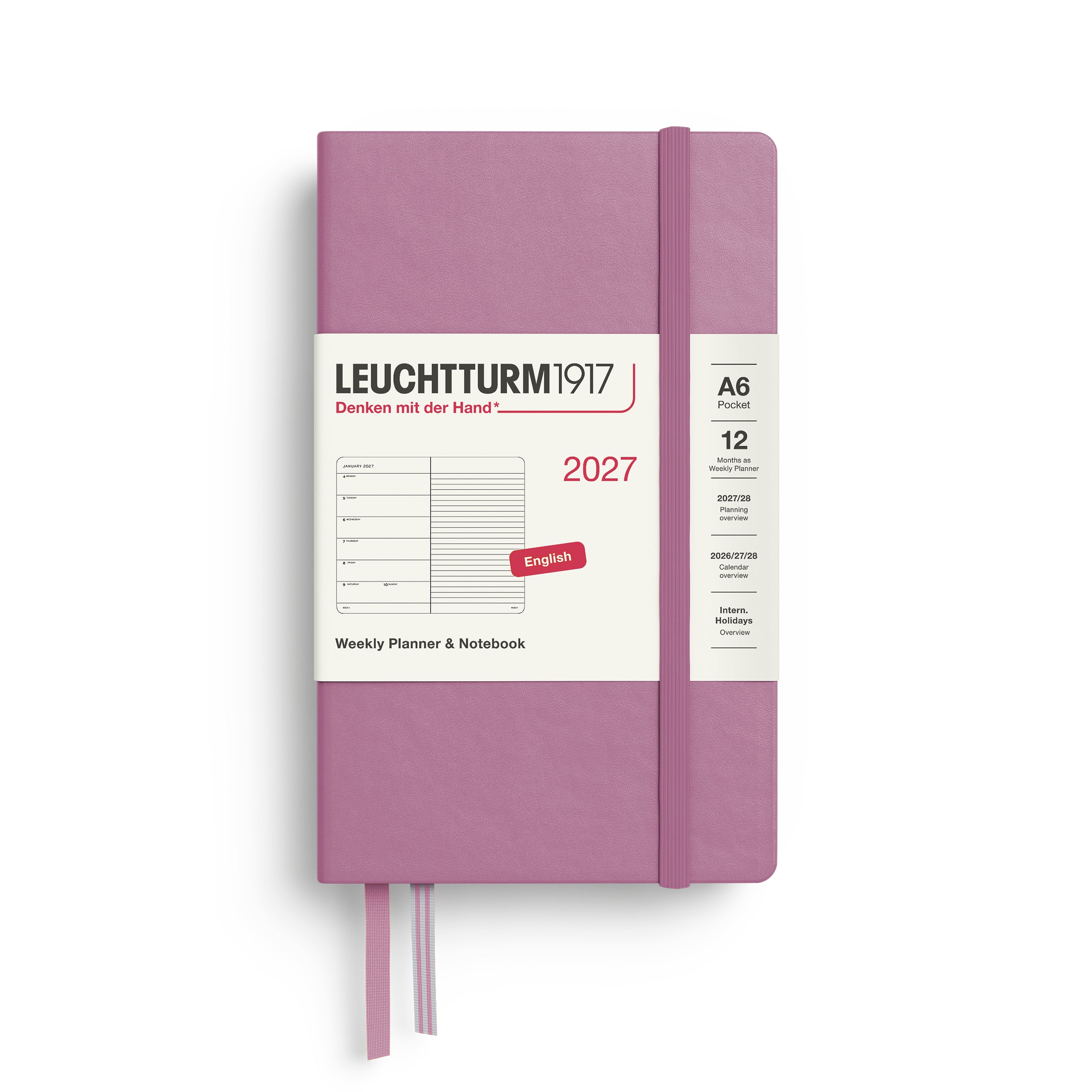 Leuchtturm1917 Weekly Planner & Notebook 2027 - A6 Pocket Hardcover - Dusty Rose