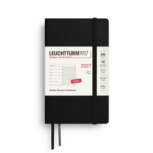 Leuchtturm1917 Weekly Planner & Notebook 2027 - A6 Pocket Softcover - Black