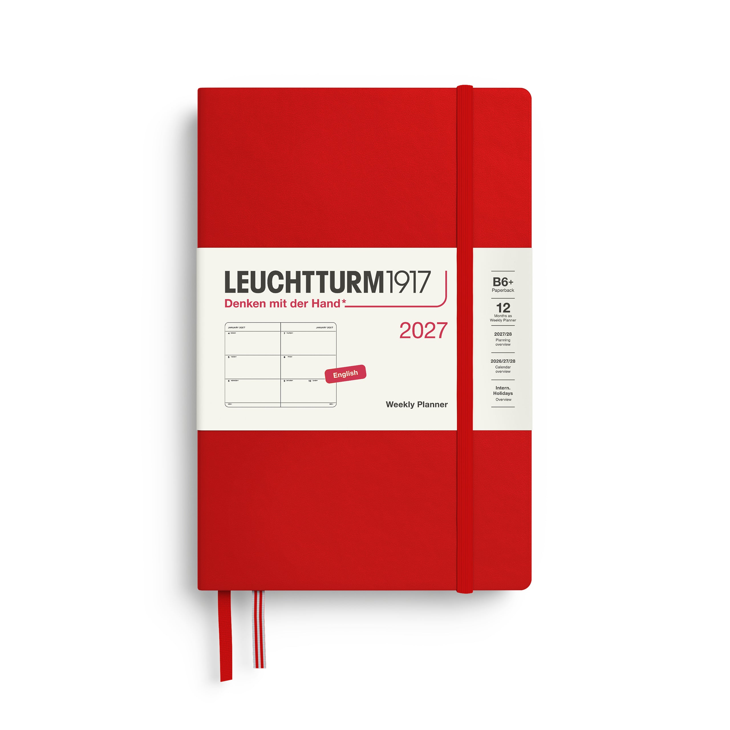 Leuchtturm1917 Weekly Planner 2027 - B6+ Paperback - Cherry