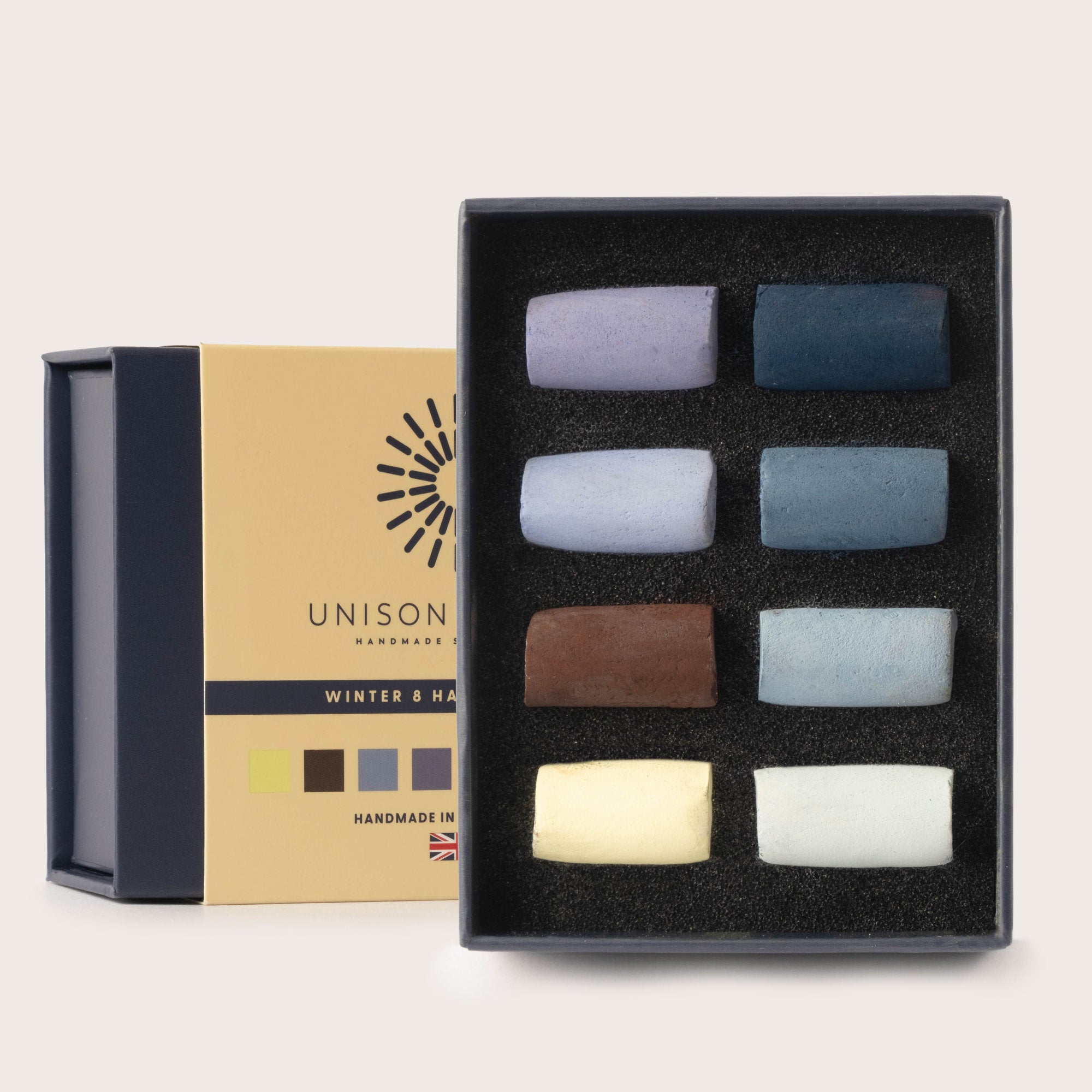 Winter 8 Half Stick Soft Pastel Set by Unison Colour - 2026 packaging