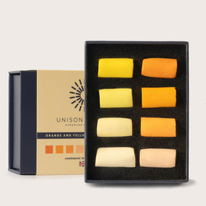 Orange and Yellow 8 Half Stick Soft Pastel Set by Unison Colour - 2026 packaging