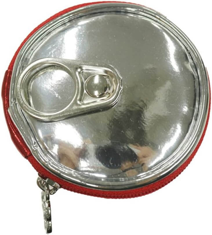 Yup! Cola Zipped Pouch shaped like a soda can lid, silver with a red zipper, perfect for organizing small items and bringing a smile.