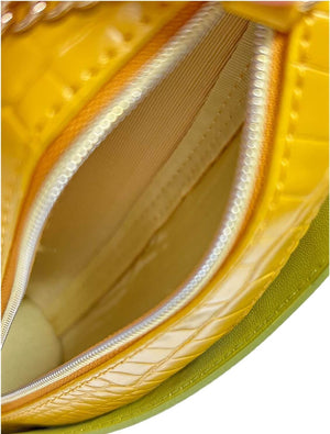 Open zip view of the Yup! Corn Zipped Pouch showing its spacious interior, perfect for organizing pens, makeup, and small items.