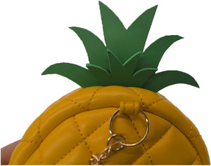 Yup! Fresh Pineapple Zipped Pouch with green leaves, quilted yellow texture, and functional zipped closure, great for accessories.