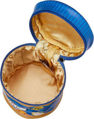 Open Yup! Peanut Butter Zipped Pouch with golden interior, ideal for organizing pens, makeup, tech gear, or snacks; fun and functional gift.
