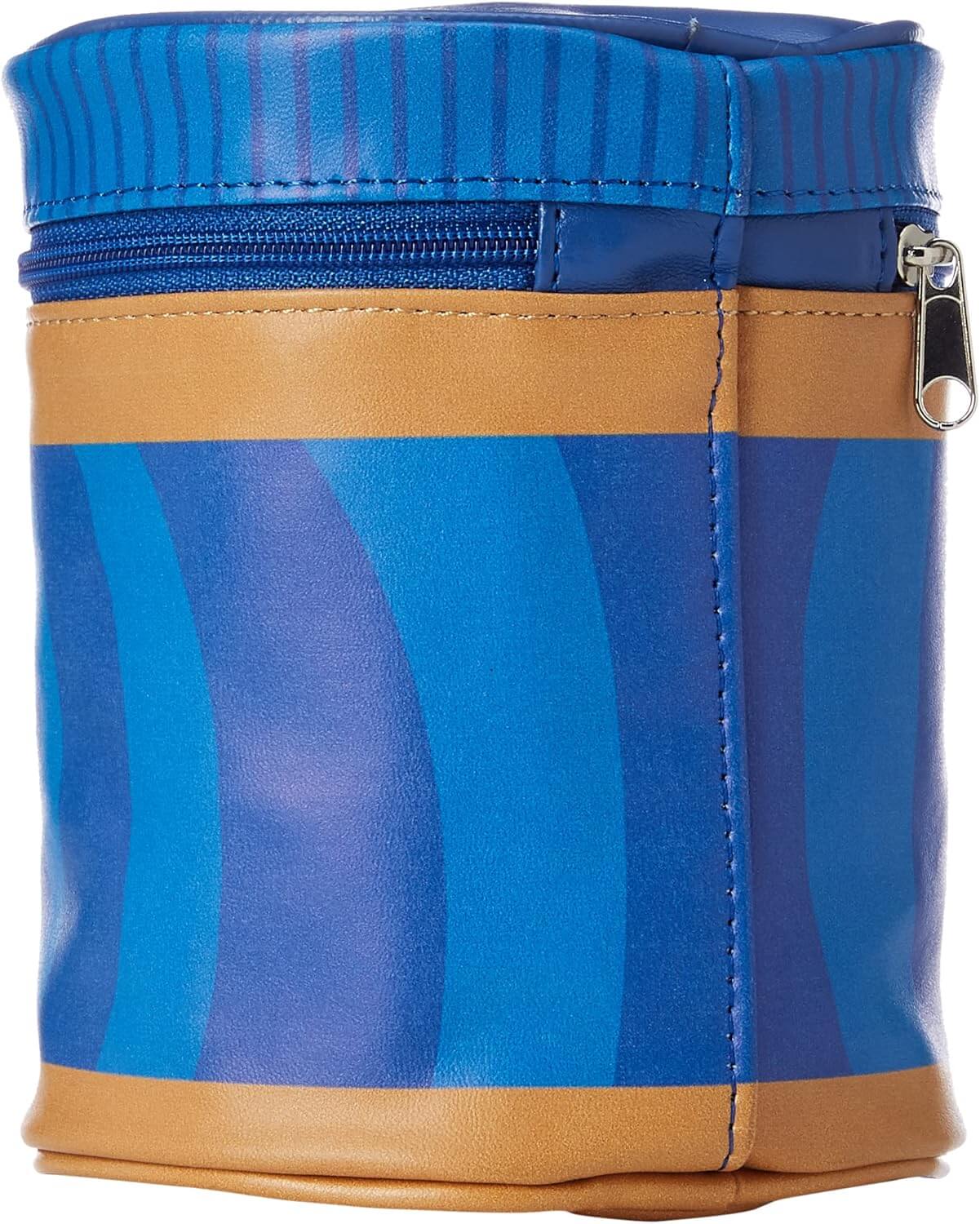 Yup! Peanut Butter Zipped Pouch in blue and tan, soft-touch bag for organizing pens, makeup, tech gear or snacks, perfect gift item.